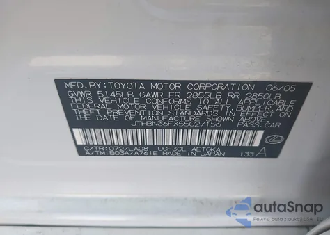 2005 Lexus Ls 430 z USA, uszkodzony, nr VIN JTHBN36FX55027156